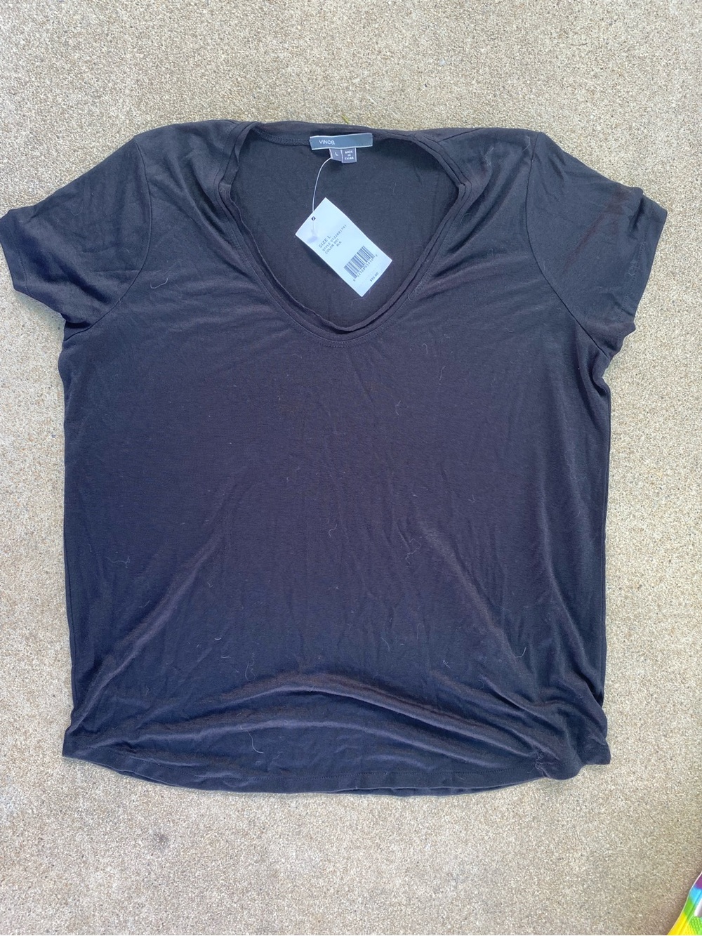Vince Black V-Neck Short Sleeve Tee